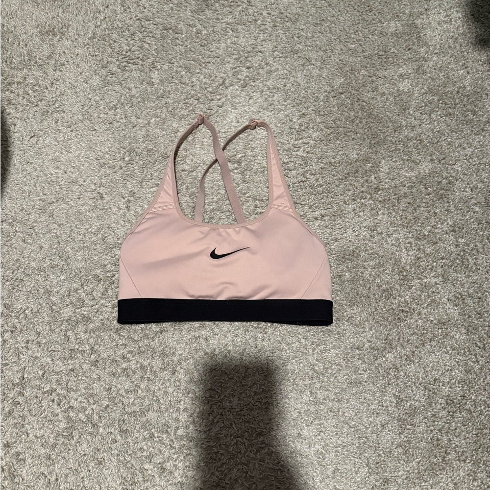 Nike Pink and Black Sports Bra with Strappy Back
